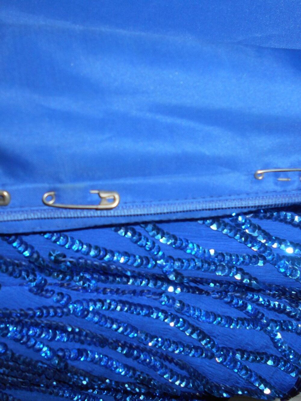Blue Sequined Silk Dress- Size 8-NWOT - Picture 5 of 5